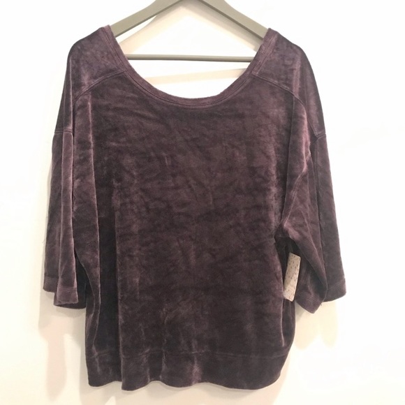 Free People Valerie Velvet Top Navy - Picture 4 of 4